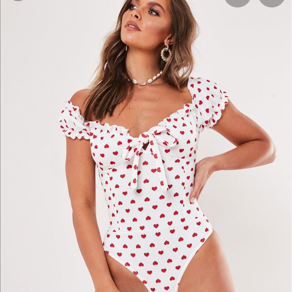 Missguided Heart Milkmaid bodysuit NWT